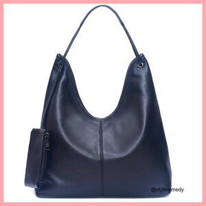 Genuine Leather Hobo Shoulder Bag Large Slouchy Handbag for Women